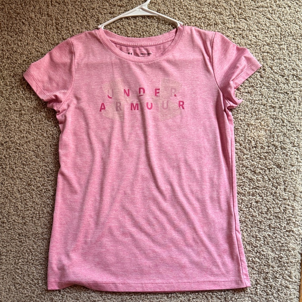 Under Armour Heather Pink Logo Performance Tee